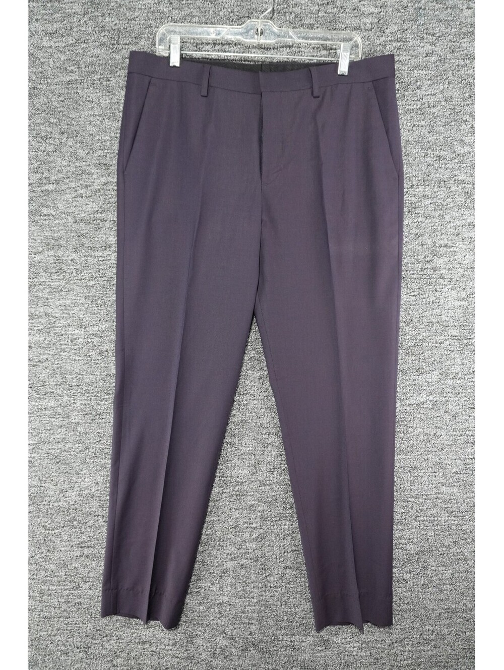 Express Men's Flat Front Skinny Leg Black Knit Cotton Stretch Dress Pants 32W
